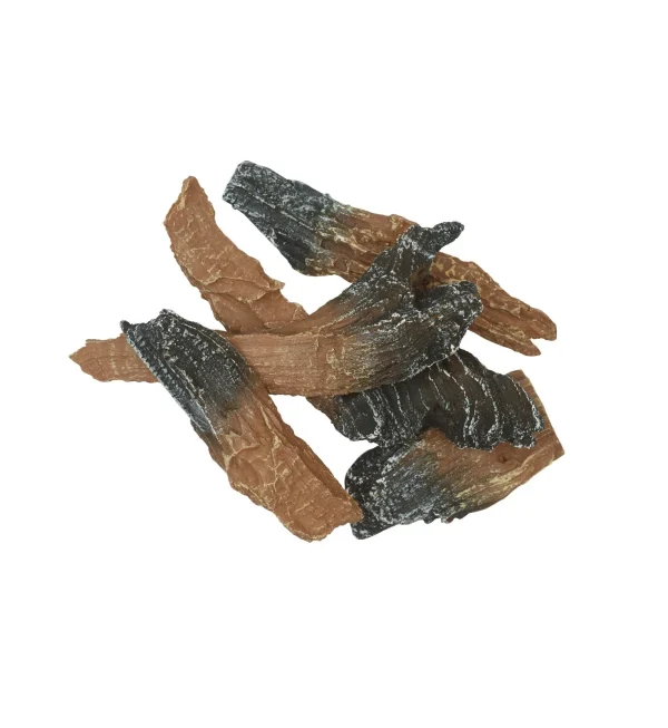 Burnt flame effect wooden pieces